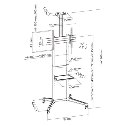 EWENT EW1539 Soporte suelo com ruedas tv 37" a 70" - imagem 4