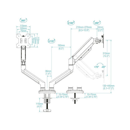 Suporte de Monitor Tooq mesa DB1434TNR-W 2 brazo 13-34 Branco - imagem 3