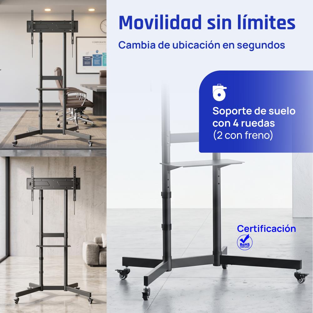 Suporte TV iggual SRTV75 suelo ruedas 32"-75" 70kg - imagem 3