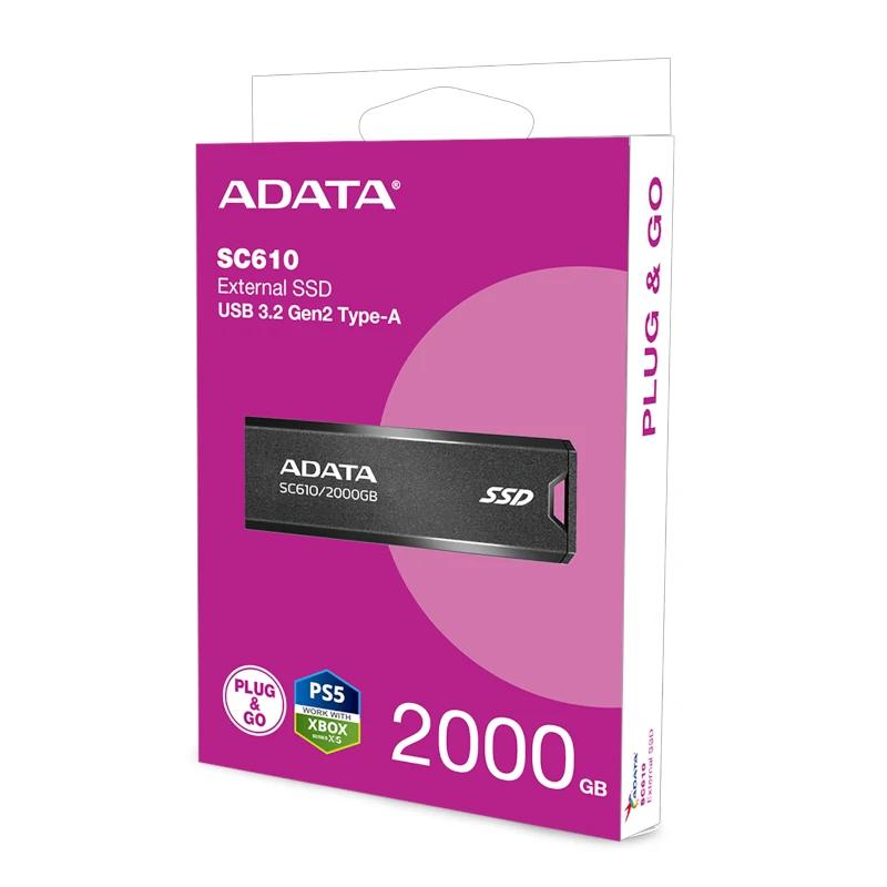 Disco SSD ADATA SC610 Externo 2TB USB 3.2 Gen2 Preto - imagem 5