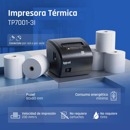 Impressora iggual térmica TP7001 USB+RS232+RJ45 - imagem 2