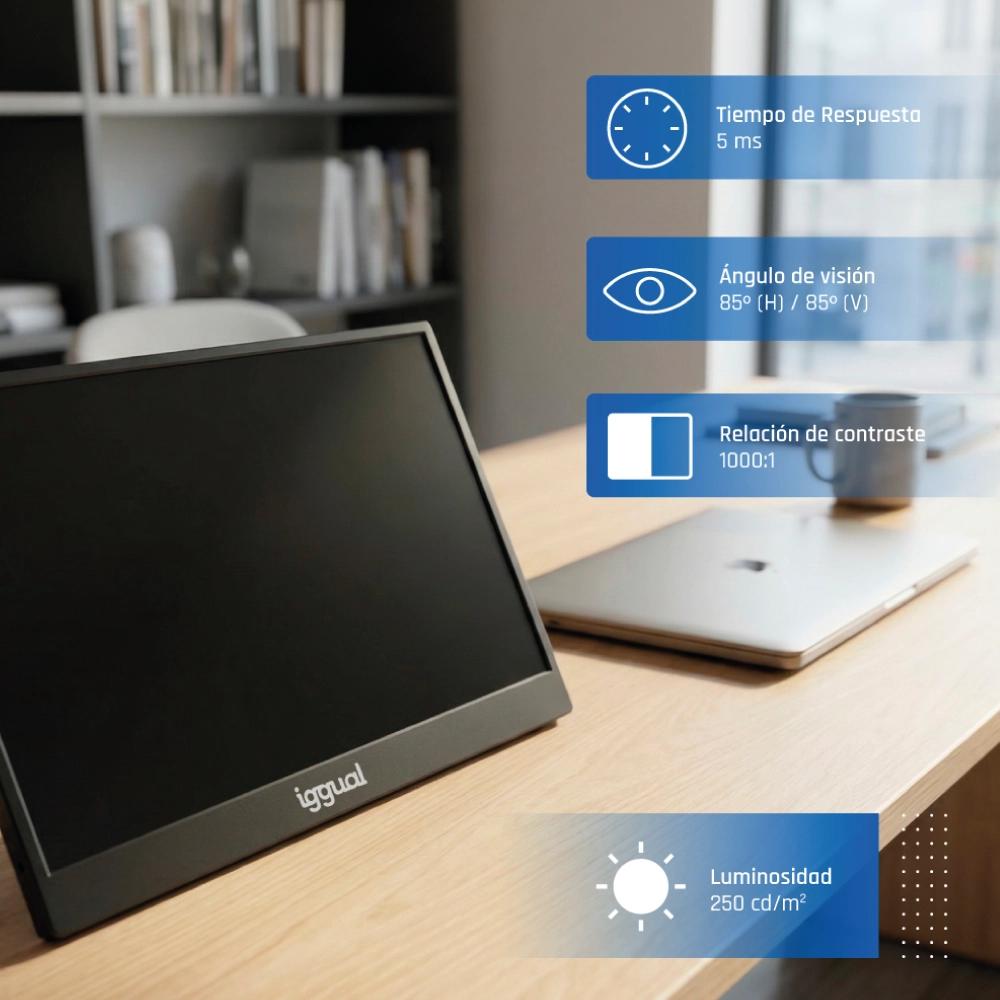 Monitor iggual portátil 15,6" IPS FHD USB-C funda - imagem 3