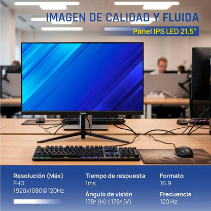 Monitor iggual 21,5" IPS 1ms FHD 120Hz VGA HDMI DP - imagem 2