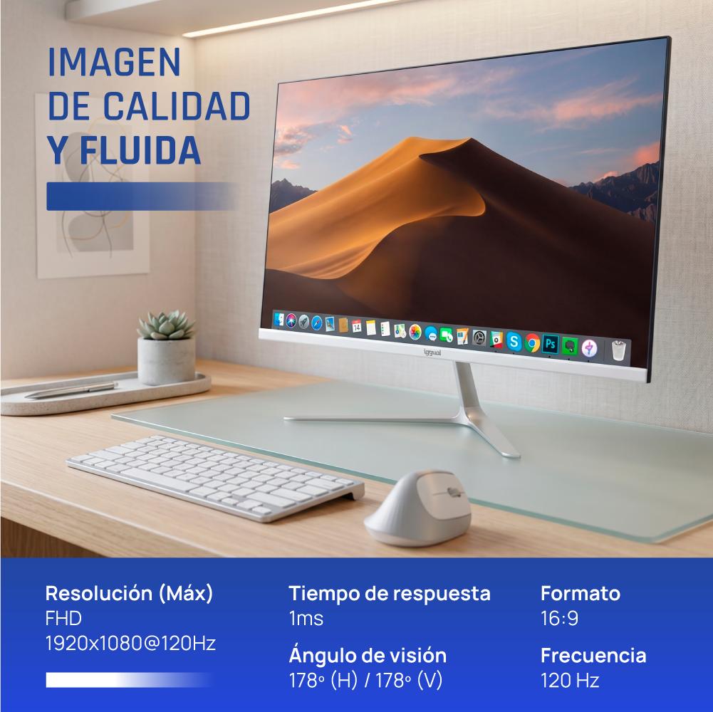 Monitor iggual 24" IPS 1ms FHD 120Hz MM blanco - imagem 2