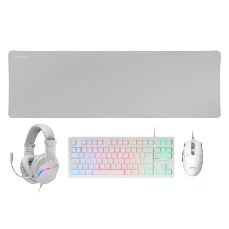 Conjunto Teclado e Rato MARS Gaming Combo Gaming MCP-RGB3W 4EN1 Branco - imagem 2