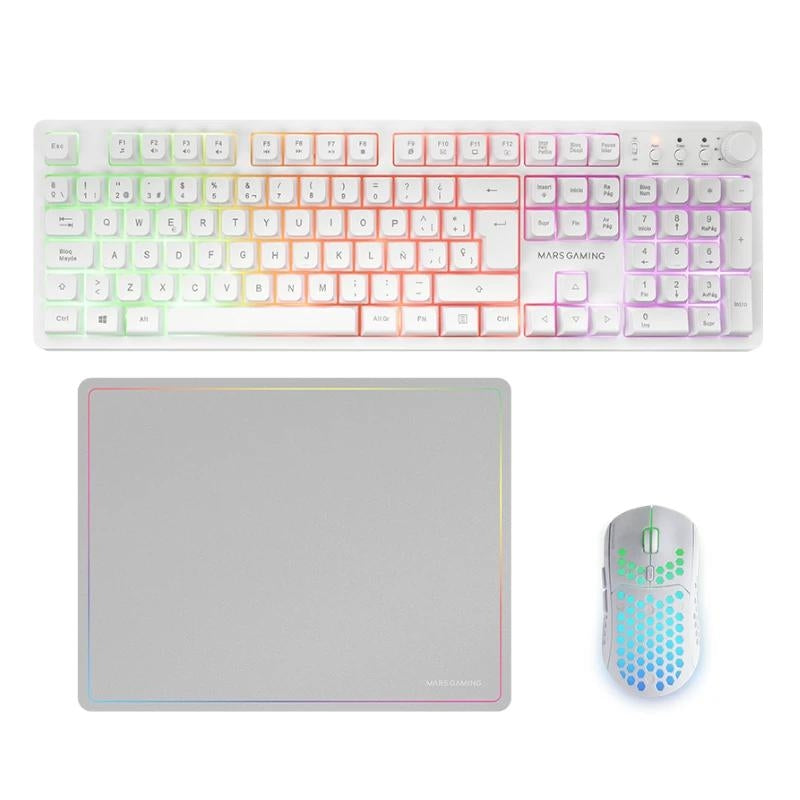 Conjunto Teclado e Rato Mars Gaming Combo MCPWXWES Gaming 3IN1 RGB Branco - imagem 2