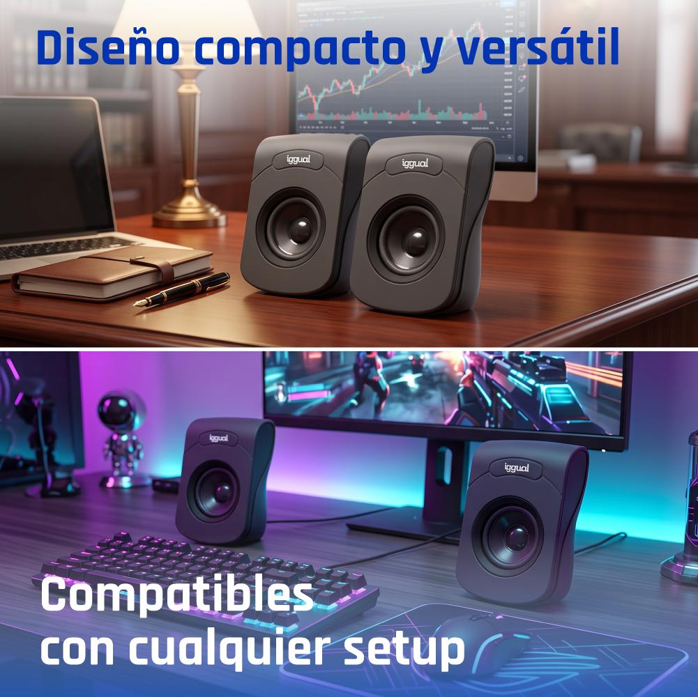 Coluna iggual Altavoces 2.0 6W mini-jack + USB - imagem 4