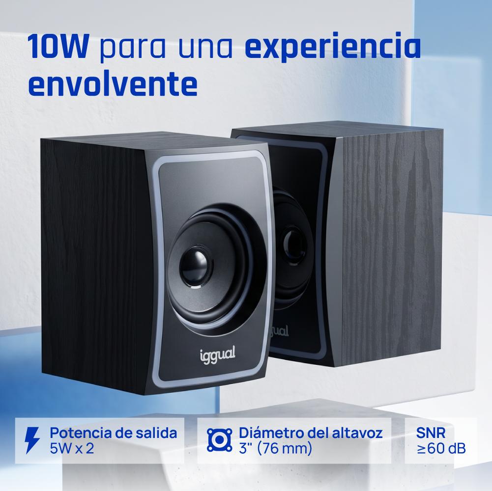 Coluna iggual Altavoces 2.0 10W mini-jack + USB Bluetooth - imagem 2