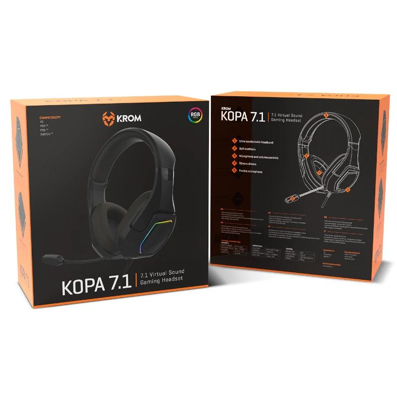 KROM KOPA auscultadores de jogos 7.1 VIRTUAL Preto - imagem 4