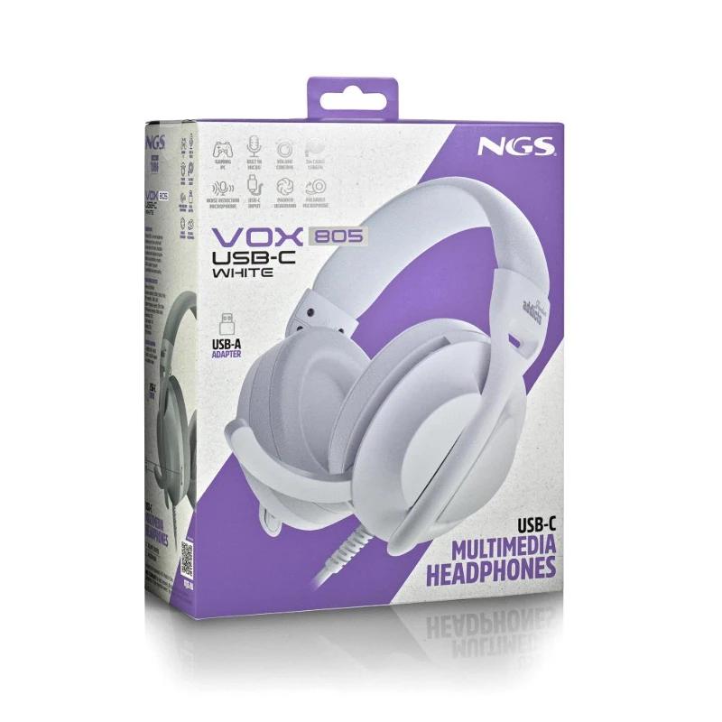 NGS auscultadores Cabo USB-C Control Vol. Branco - imagem 5