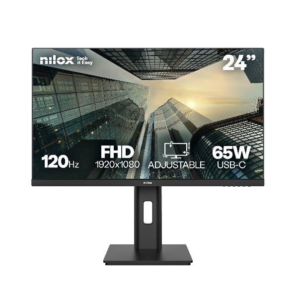 Nilox Monitor 24” Full HD IPS HDMI y DP 120HZ Multimedia Regulable USB-C 65W