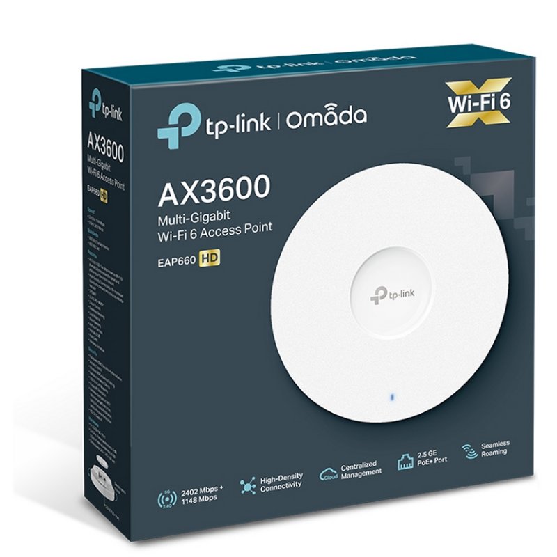 Ponto de Acesso TP-Link EAP660HD AP WiFi6 AX3600 Teto Dual 1x2.5G - imagem 5