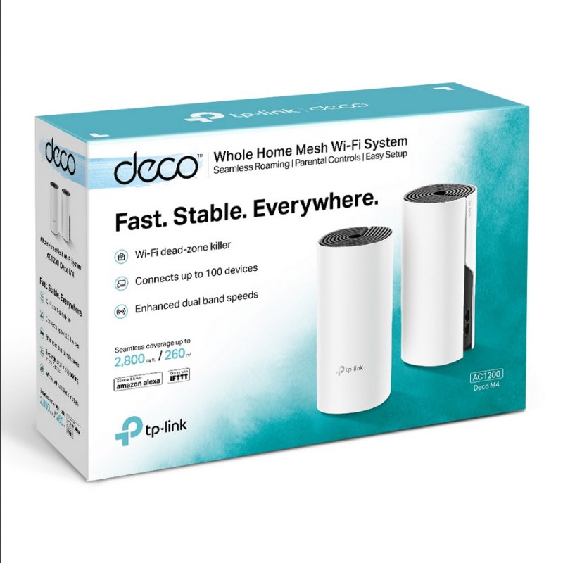 Sistema Mesh Wi-Fi TP-Link Deco M4(2-Pack) AP AC1200 WiFi 2xGbE - imagem 3