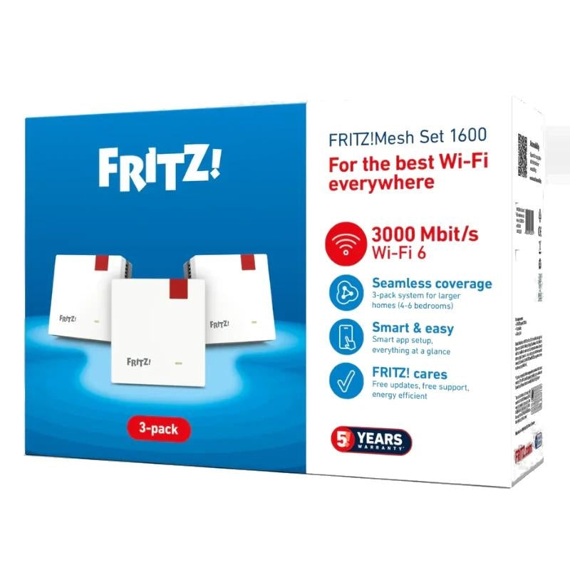 Sistema Mesh Wi-Fi Fritz! WiFi Set 1600 3-pk Repeater WiFi6 - imagem 2