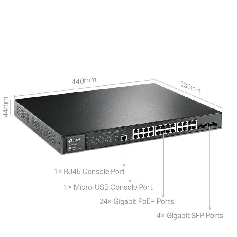 Switch de Rede TP-Link SG3428MP 24xGB PoE L2 4xSFP Rack - imagem 4