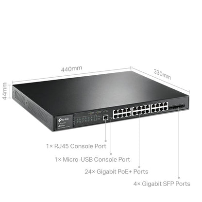 Switch de Rede TP-Link SG3428MP 24xGB PoE L2 4xSFP Rack - imagem 4