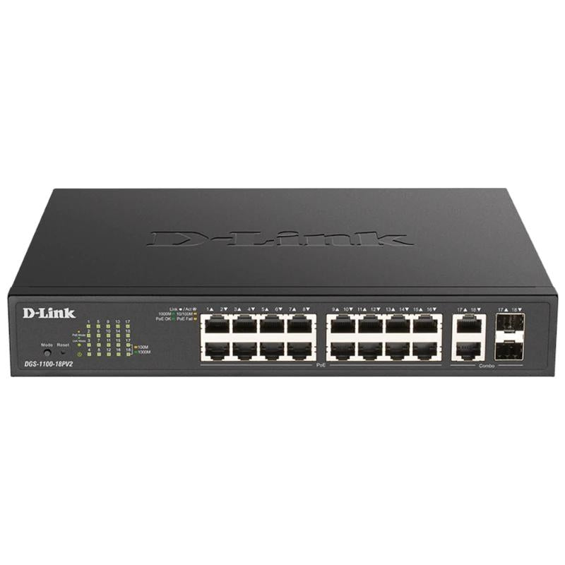 Switch de Rede D-Link DGS-1100-18PV2 16xGb 2xSFP PoE+ - imagem 2