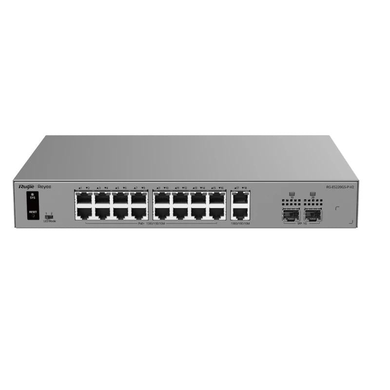Switch de Rede Reyee RG-ES220GS-P-V2 Cloud 16P PoE+ + 2P 1
