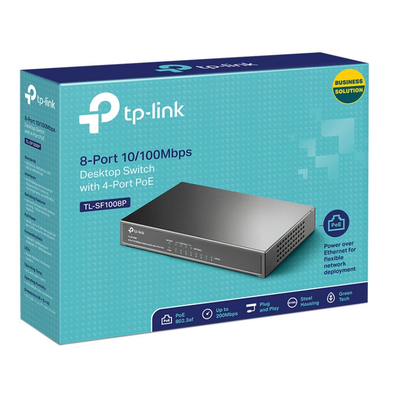 Switch de Rede TP-LINK TL-SF1008P 8x10/100Mbps 4xPoE Metal - imagem 5