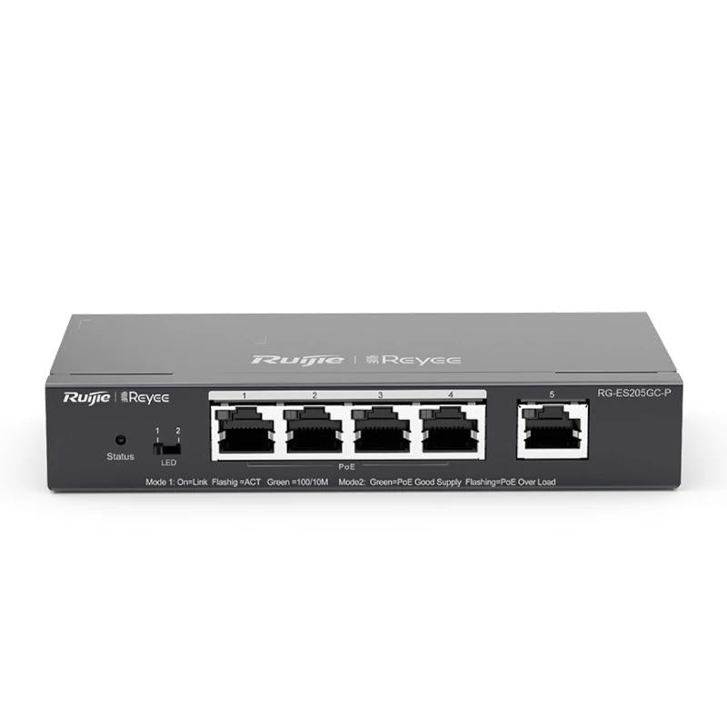 Switch de Rede Reyee 5xGb RJ45 (4 PoE/POE+) 54W Steel