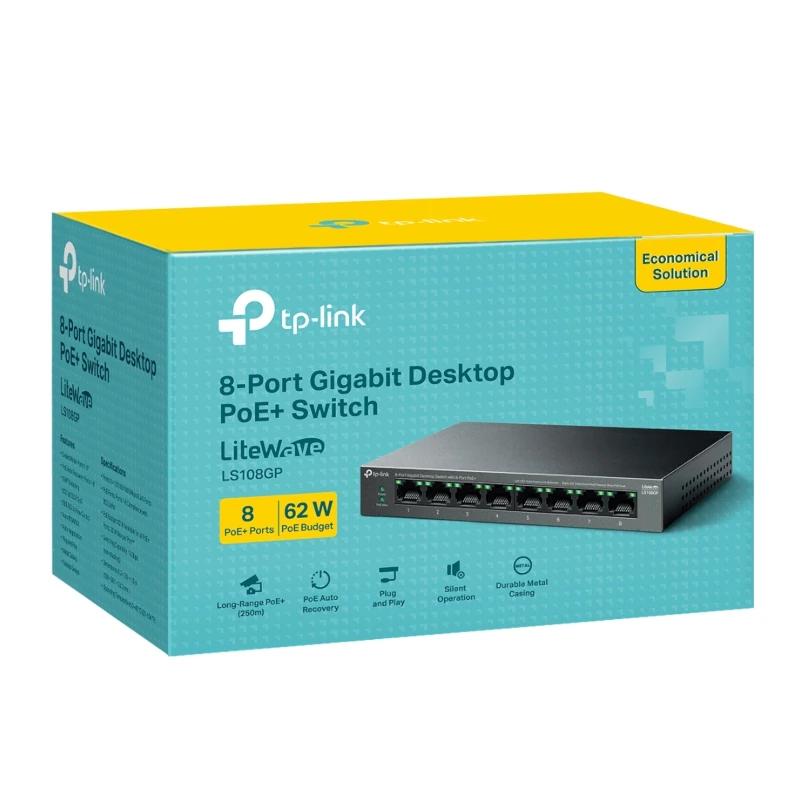 Switch de Rede TP-Link LS108GP 8xGb PoE+ 62W Desktop - imagem 3