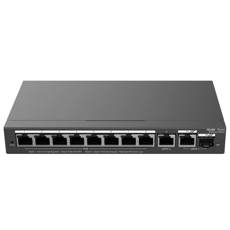Switch de Rede Reyee RG-ES210GS-P 8xG 2xUpL 1xSFP C PoE 12 - imagem 2