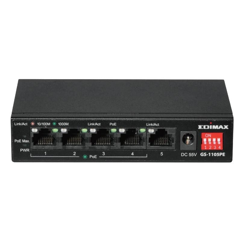 Switch de Rede Edimax GS-1105PE Swithc 5xGbE (4PoE+) LR