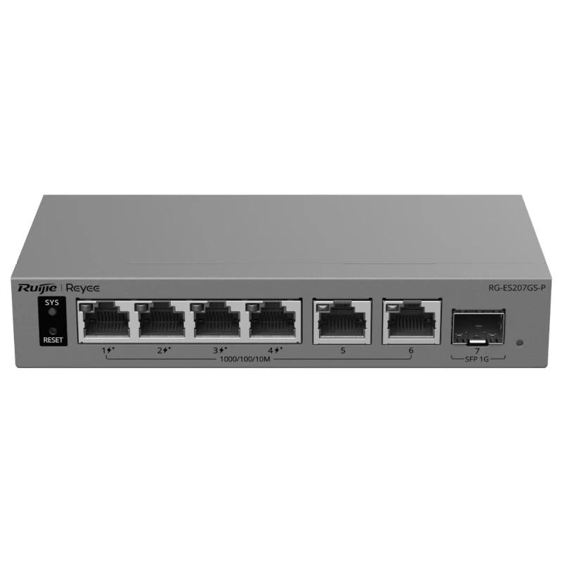 Switch de Rede Reyee RG-ES207GS-P Cloud 4P PoE + 2P 1G + 1
