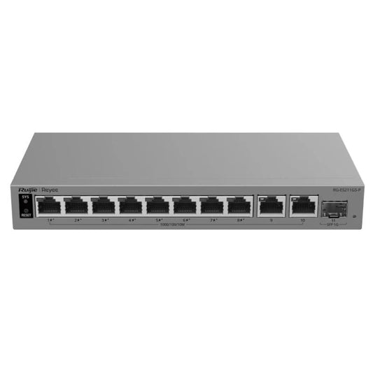 Switch de Rede Reyee RG-ES211GS-P Cloud 8P PoE + 2P 1G + 1