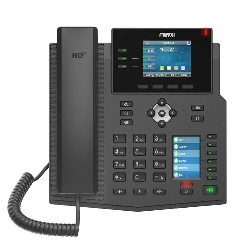 Telefone VoIP Fanvil X4U, 12 líneas SIP, 1 Ecrã lateral