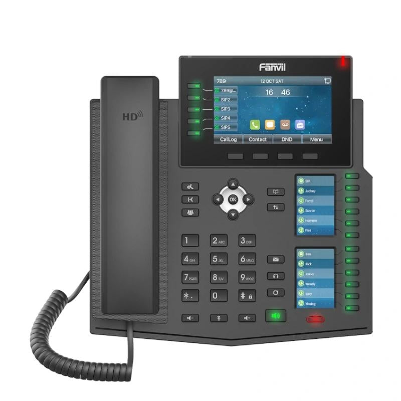 Telefone VoIP Fanvil X6U, 20 líneas SIP, 2 pantallas laterales