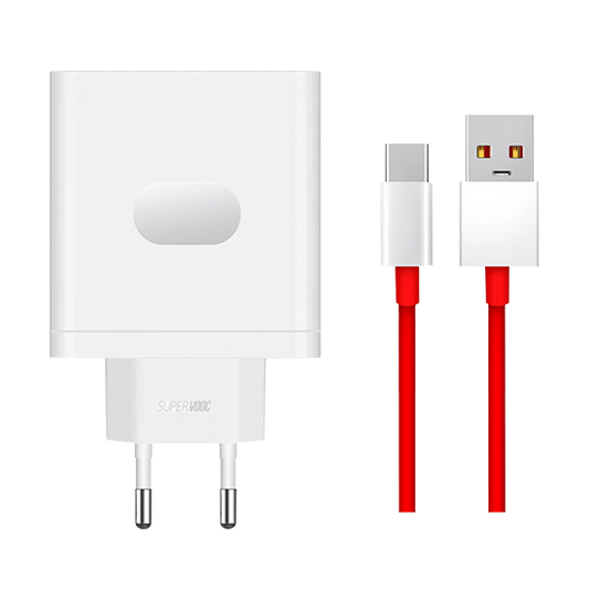 OnePlus 100W USB-A SuperVooc Adapter + Cable - White