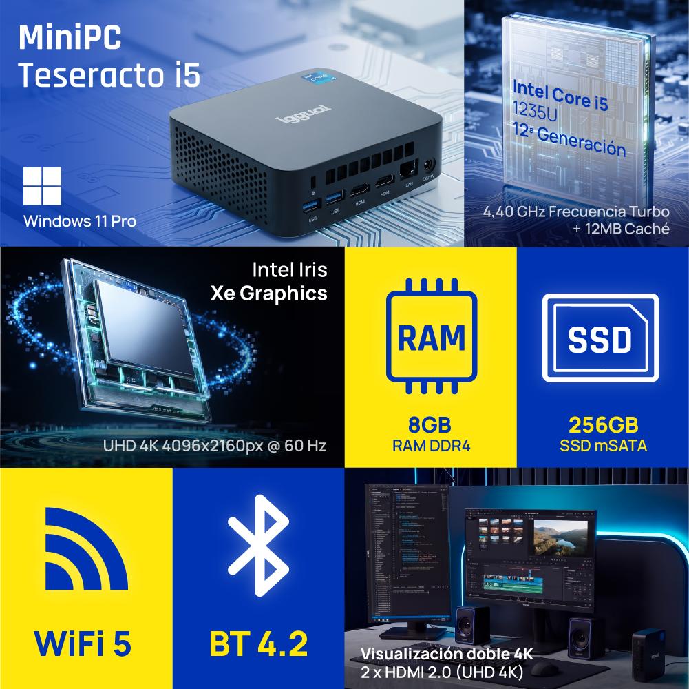 Mini PC iggual Teseracto i5 1235U 8+256 2HDMI W11P - imagem 4
