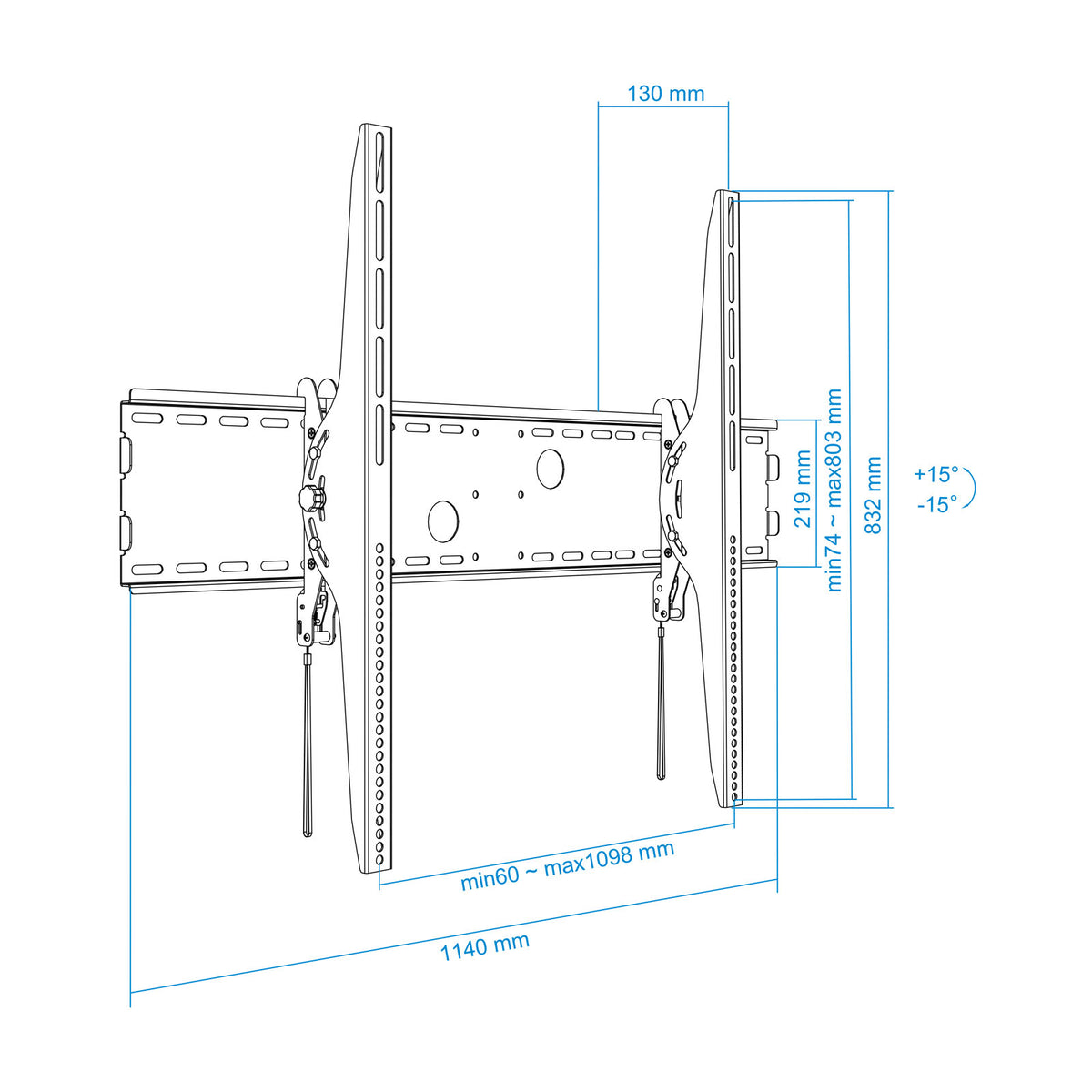 Suporte TV Tooq LP42130T-B 60-100" incli Máx 130Kg - imagem 12