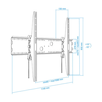 Suporte TV Tooq LP42130T-B 60-100" incli Máx 130Kg - imagem 12