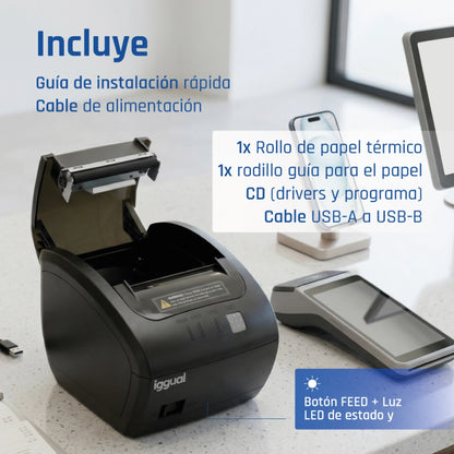 Impressora iggual térmica TP EASY 80 USB+RJ11 WiFi - imagem 10