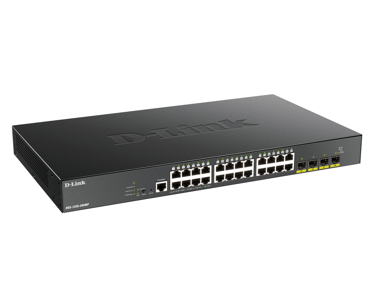 Switch de Rede D-Link DGS-1250-28XMP/E 24xGb PoE 4x10Gb - imagem 4