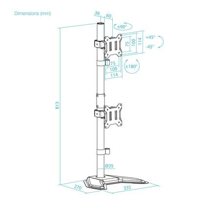 Suporte TV Tooq mesa DB1703TNV-B 2 brazos Vertical - imagem 7