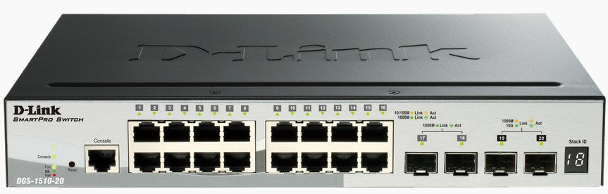 Switch de Rede D-Link DGS-1510-20/E L2 16xGb 2xSFP+ 2x10Gb