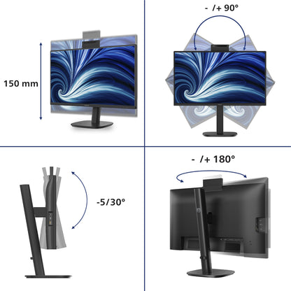 Monitor Profesional Philips 24B2N3200JH 23.8"/ Full HD/ Webcam/ Multimedia/ Regulable em altura/ preto