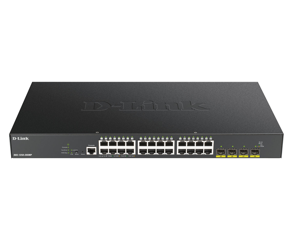 Switch de Rede D-Link DGS-1250-28XMP/E 24xGb PoE 4x10Gb