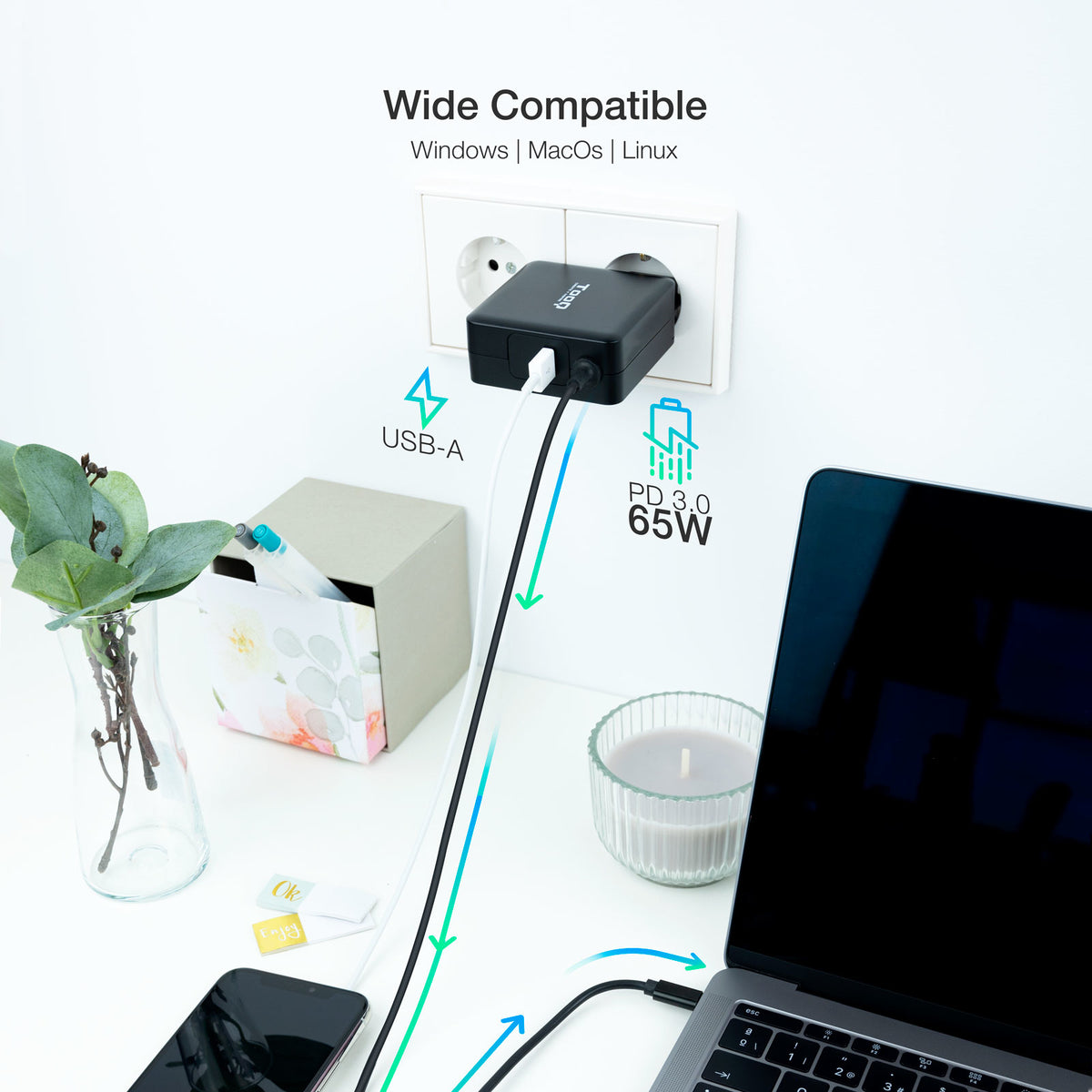 Carregador para Portátil Tooq conector USB-C 65W - imagem 8