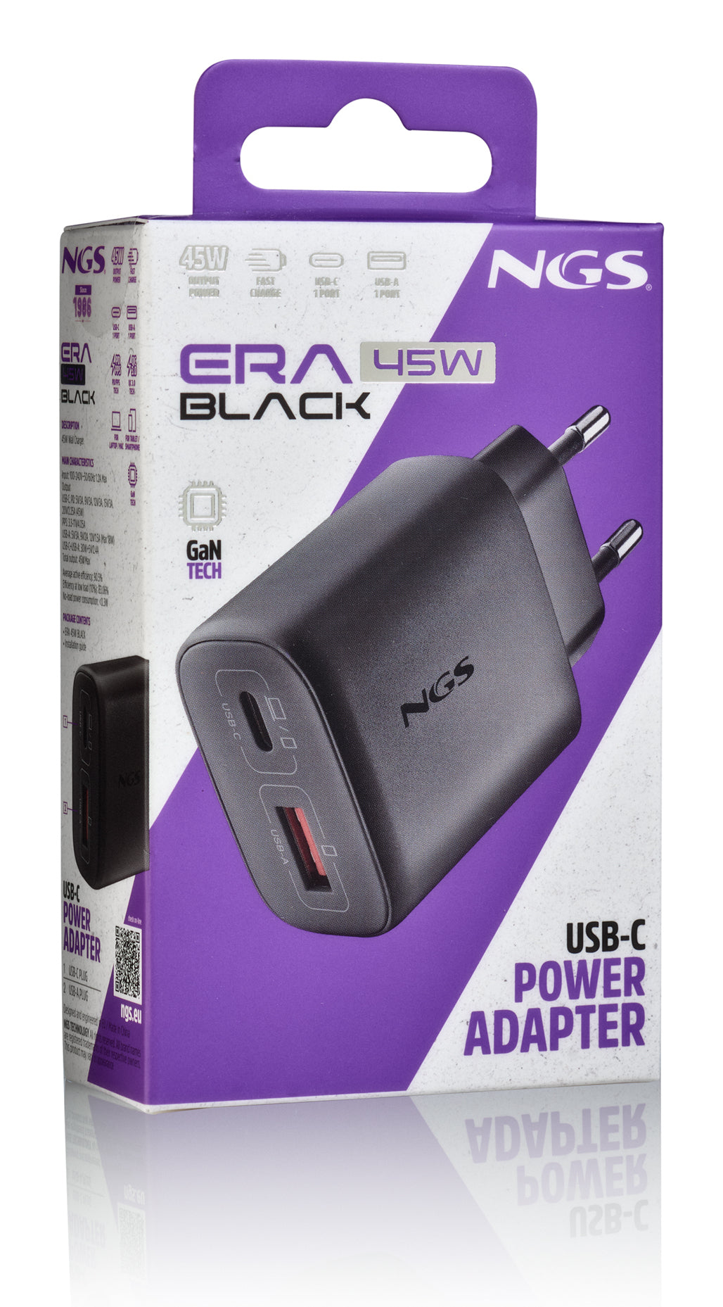 Carregador para Portátil NGS GAN ULTRARAPIDO 45W USB-C+ USB-A - imagem 6