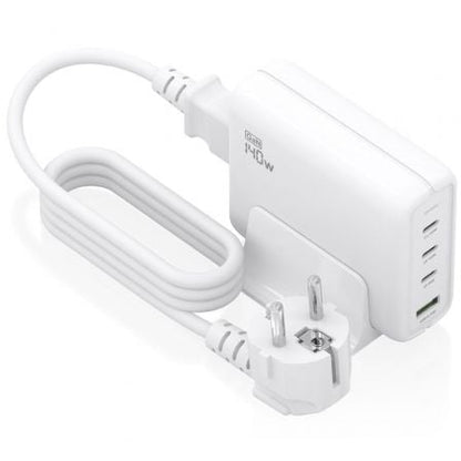 Cargador Sobremesa GaN Aisens ASCH-140W4P055-W/ 3xUSB Tipo-C/ 1xUSB/ 140W