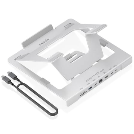 Soporte de Sobremesa - Docking USB Tipo-C Aisens ASUC-7P045-GR/ 1xUSB/ 1xUSB Tipo-C/ 1xHDMI/ 1xRJ45/ 1xLector de Tarjetas/ 1xUSB Tipo-C PD/ 
