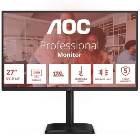 Monitor Profesional AOC Q27E4CV 27"/ QHD/ Multimedia/ Regulable em altura/ preto