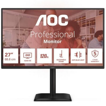 Monitor Profesional AOC Q27E4CV 27"/ QHD/ Multimedia/ Regulable em altura/ preto