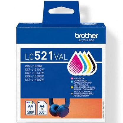 Tinteiro Original Brother LC-521VAL Multipack/ Ciano/ Magenta/ Amarelo/ Preto
