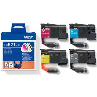 Tinteiro Original Brother LC-521VAL Multipack/ Ciano/ Magenta/ Amarelo/ Preto