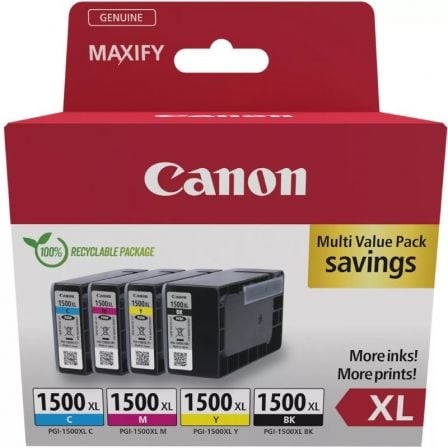 Tinteiro Original Canon PGI-1500XL Multipack Alta Capacidade/ Ciano/ Magenta/ Amarelo/ Preto